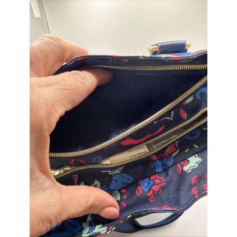 Dabney Lee Paisley Floral Insulated‎ Lunch Bag Navy Travel Tote